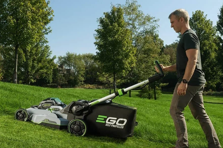 self-propelled electric lawn mower